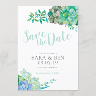 Invitation Aquarelle Succulent Enregistrer la date