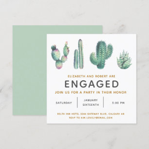 Invitation Aquarelle Succulent Fiançailles de cactus