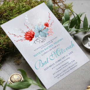 Invitation Aquarelle Succulent Floral Bat mitzvah botanique