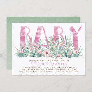 Invitation Aquarelle succulente Cactus Douche pour bébé