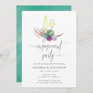 Invitation Aquarelle Succulente Vin Tasting Party