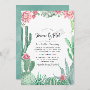 Invitation Aquarelle Succulents Baby shower par courrier