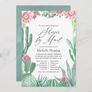 Invitation Aquarelle Succulents Douche par courrier