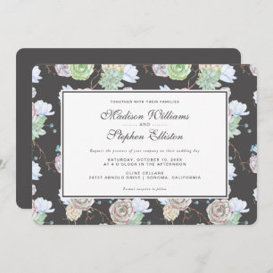 Invitation Aquarelle  Succulents et branches - Mariage