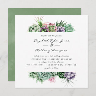 Invitation Aquarelle Succulents Mariage