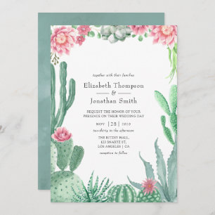 Invitation Aquarelle Succulents Mariage