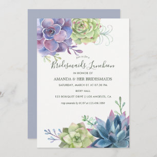 Invitation Aquarelle Succulents Mariage Bridesmaids Déjeuner