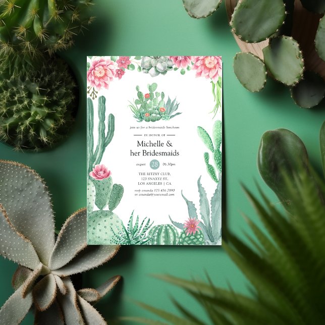 Invitation Aquarelle Succulents Mariage Bridesmaids Déjeuner (Créateur téléchargé)