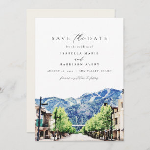 Invitation Aquarelle Sun Valley Idaho Mountain Enregistrer la
