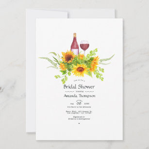 Invitation Aquarelle Sunflower Fête des mariées Dégustation d