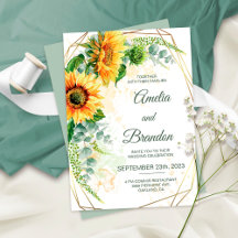 Aquarelle Sunflowers Faux Gold Foil Mariage de cad