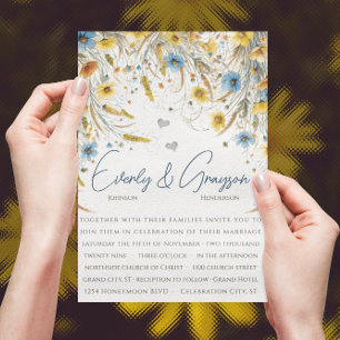 Invitation Aquarelle Sunny Jaune Élégance Mariage Floral