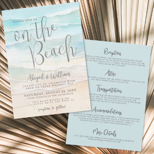 Invitation Aquarelle sur la plage mariage tout en un