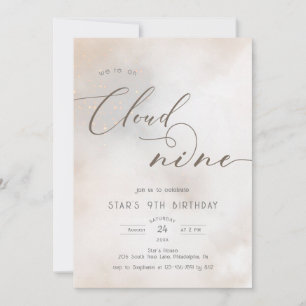 Invitation Aquarelle sur nuage 9 9e anniversaire