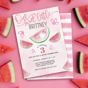 Invitation Aquarelle Sweet Little Watermelon Anniversaire