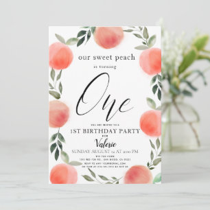 Invitation Aquarelle Sweet Peach 1er Anniversaire