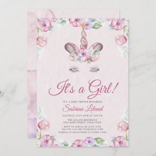 Invitation Aquarelle Sweet Unicorne C'est un Baby shower fill