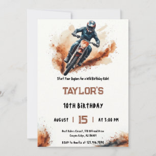 Invitation Aquarelle Tache de Boue Anniversaire de Cavalier d