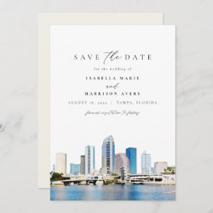 Invitation Aquarelle Tampa Florida Skyline Enregistrer la dat