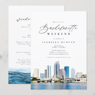 Invitation Aquarelle Tampa Floride Skyline Ocean Tropical