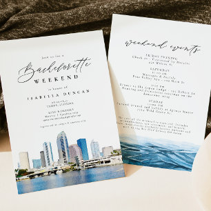 Invitation Aquarelle Tampa Floride Skyline Océan Tropical