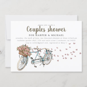 Invitation Aquarelle Tandem vélo couple douche
