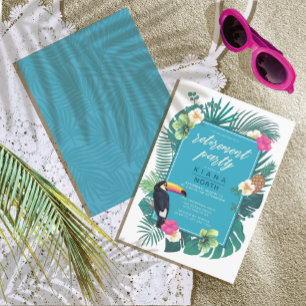 Invitation Aquarelle Teal Tropical Retraite ID577