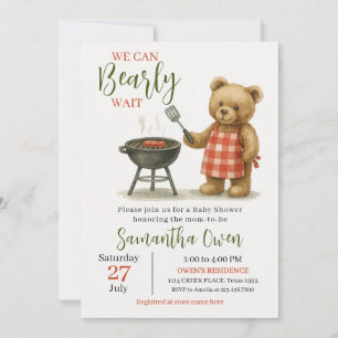 Invitation Aquarelle Teddy BBQ Baby shower pour les garçons