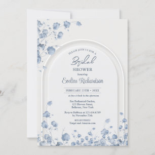 Invitation Aquarelle tendance bleu fleur sauvage boho arch