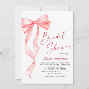 Invitation Aquarelle tendance Bow rose Fête des mariées coque