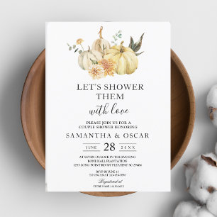 Invitation Aquarelle tendance d'automne Citrouille et fleurs