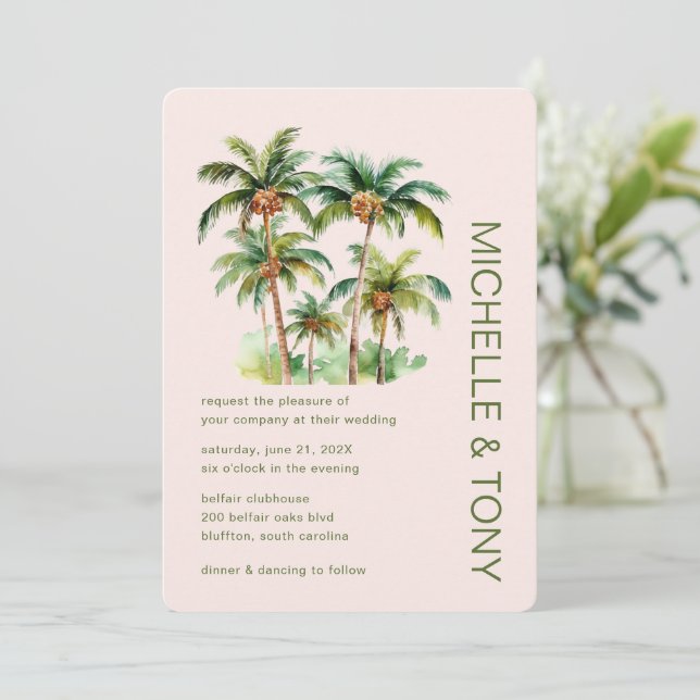 Invitation Aquarelle tendance Mariage botanique fleuri (Debout devant)