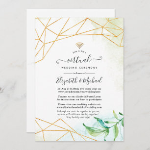 Invitation Aquarelle tendance Mariage virtuel en ligne géomét
