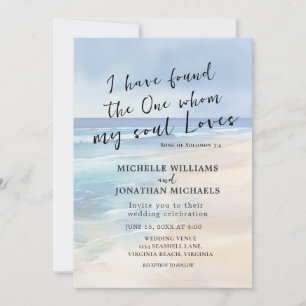 Invitation Aquarelle tendance plage Ocean Christian Mariage