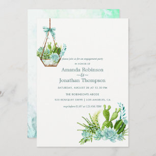 Invitation Aquarelle Terrarium en verre Fiançailles