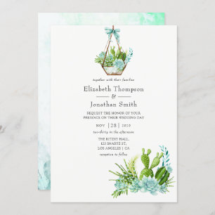 Invitation Aquarelle Terrarium en verre Mariage