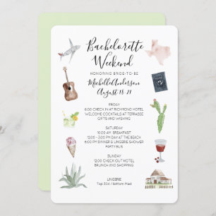 Invitation Aquarelle Texas Bachelorette Heekend Itinéraire