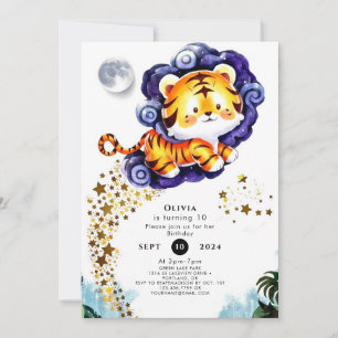 Invitation Aquarelle Tigre Personnalisé Anniversaire