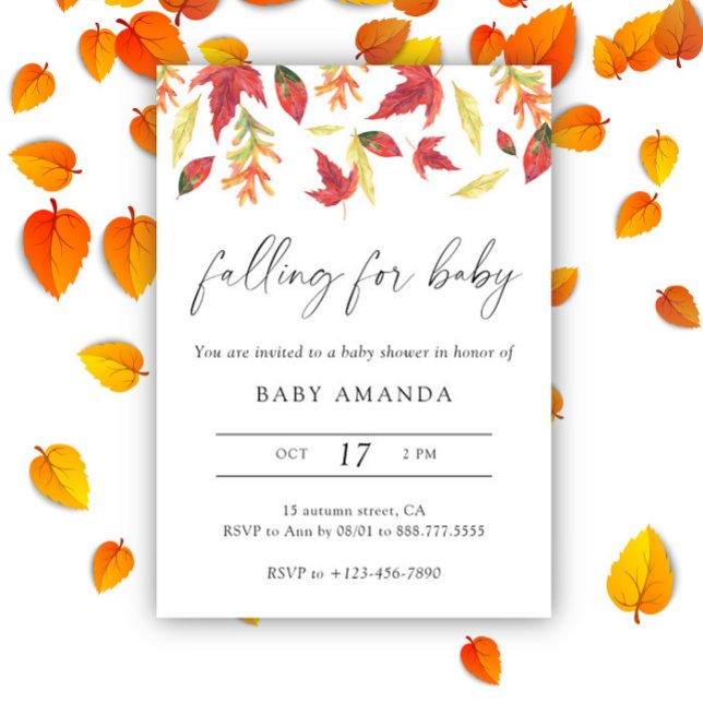 Invitation Aquarelle tombant pour baby shower (Créateur téléchargé)