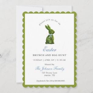 Invitation Aquarelle Topiary Bunny Pâques Brunch