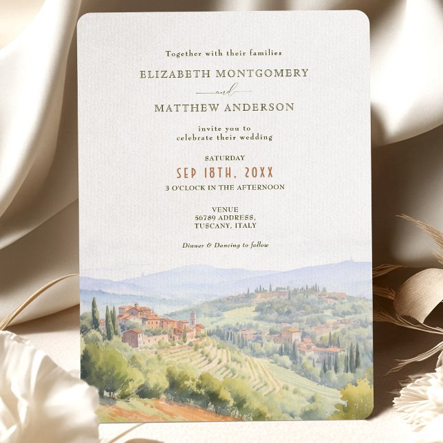 Invitation Aquarelle Toscane Italie Destination Mariage (Créateur téléchargé)