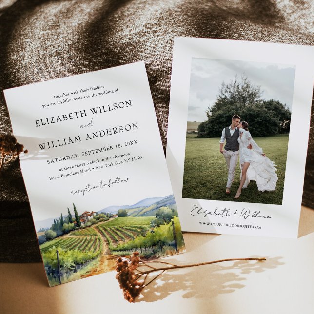 Invitation Aquarelle Toscane Italie Destination Mariage Photo (Invite guests to your dreamy Tuscan wedding with our watercolor Italy destination invitations.)