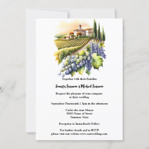 Invitation Aquarelle Toscane Villa Toscane paysage vinicole