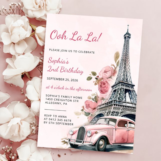 Invitation Aquarelle Tour Eiffel Paris 2ème anniversaire (Créateur téléchargé)