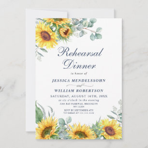 Invitation Aquarelle tournesol Eucalyptus REHEARSAL DInner