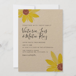 Invitation Aquarelle Tournesol Fleur sauvage Mariage rustique