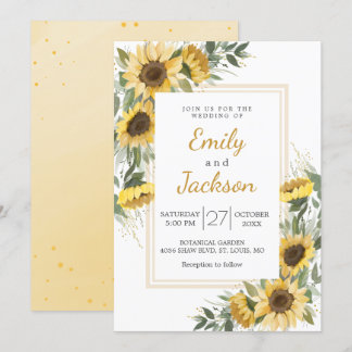 Invitation Aquarelle tournesol Mariage de verdure