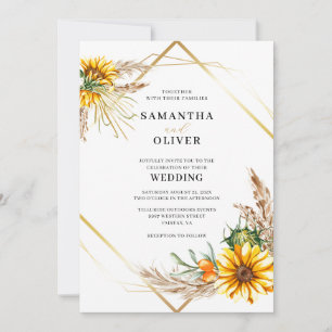 Invitation Aquarelle tournesol Mariage rustique
