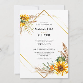 Invitation Aquarelle tournesol Mariage rustique