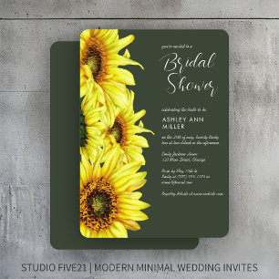 Invitation Aquarelle Tournesol Moss Wedding shower vert